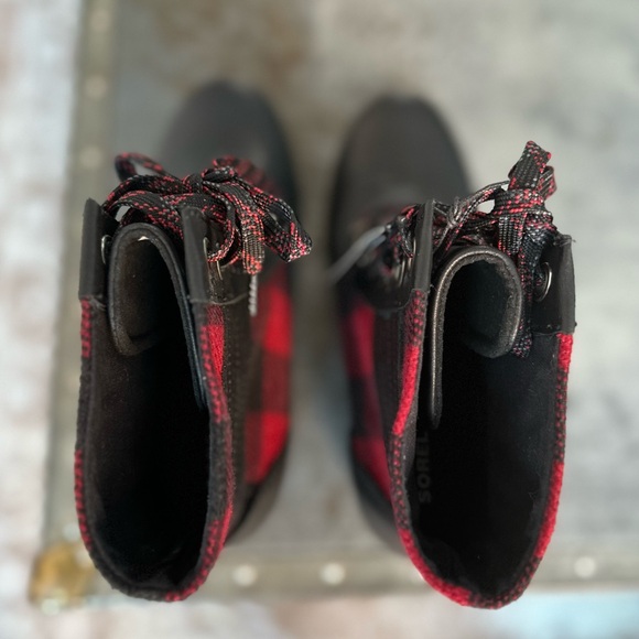 SOREL Lexie Wedge Boots in Tartan Black - Picture 11 of 13
